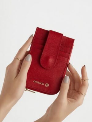 Billetera Tarjetero en Cuero Rojo